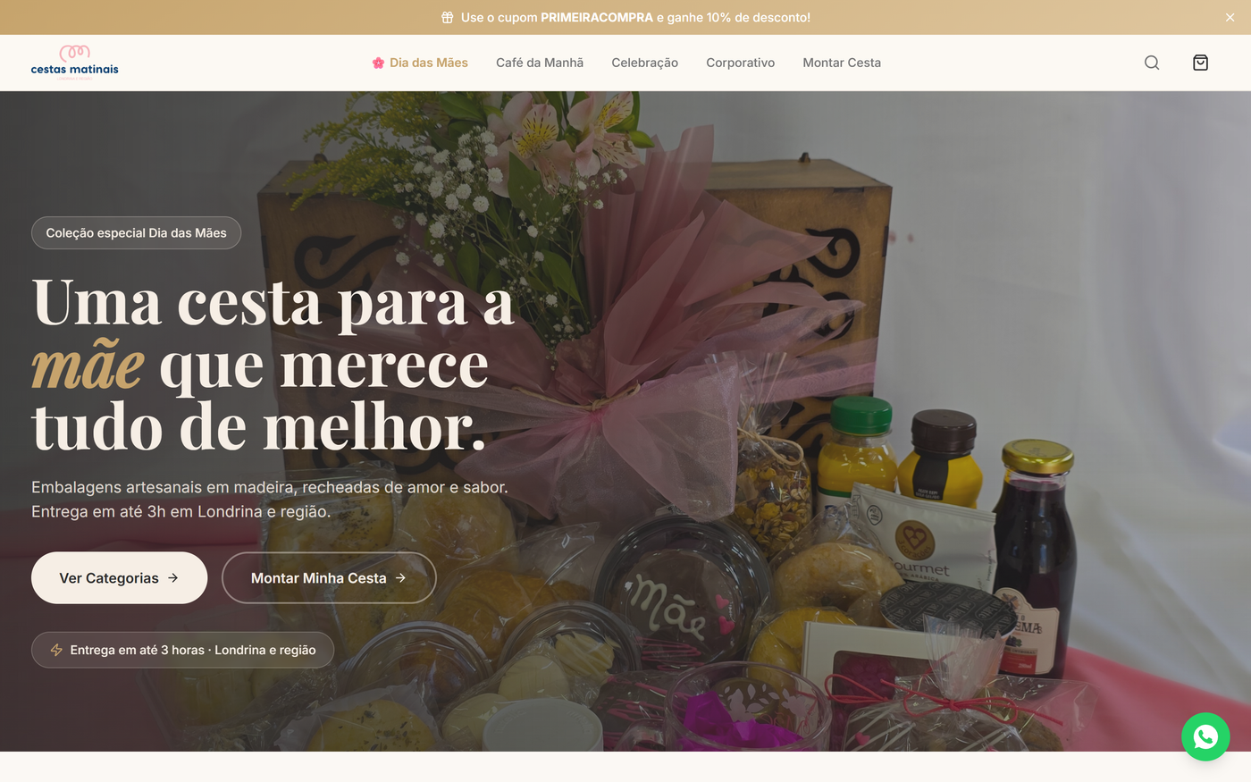 Landing page Cestas Matinais Londrina